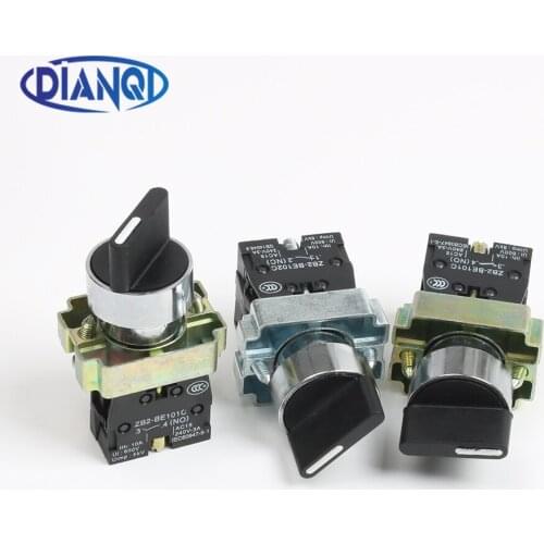 XB2-BD21 BD25 BD33 BD53 BD73 1NO/2NO/1NO1NC 2/3 position Latching self-locking selector push button switch Momentary self-Reset