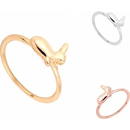 Yiustar Gold and Rose Gold Alloy Animal Bunny Ring Cute Rabbit Women Ring R106