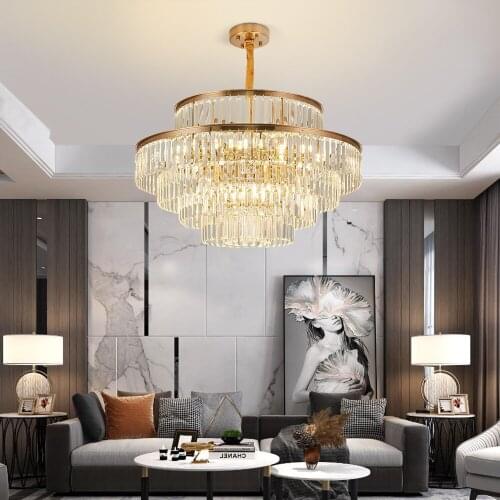 YOOGEE Crystal Chandelier Gold Round Chandeliers for Living room Elegant Lobby Indoor Lighting Brief Home Decor HangLamp
