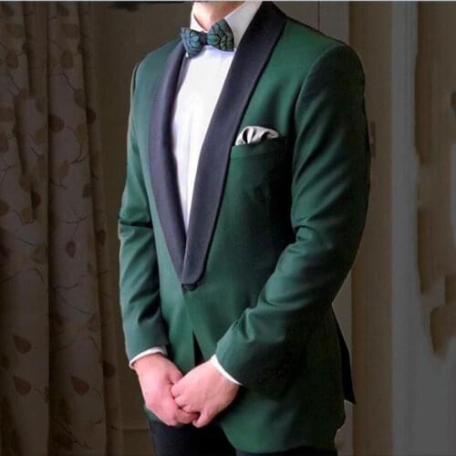 Green Slim Fit Men Suits Wedding Tuxedos Groom Wear 2 Pieces(Jacket+Pants) Bridegroom Suits Best Man Costume Homme Blazer