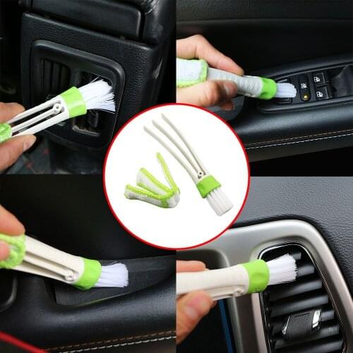 1pcs Long Durable 2 In 1 Double Slider Car Air-conditioner Outlet Cleaning Tool Outlet Window Cleaning Multi-Purpose Brush