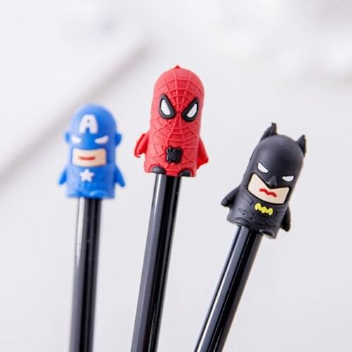 1 PCS New Creative Lovely Super Hero Cartoon Pen Head Gel Pens Signing Pen For Kids Novelty Gift Stationery School Supplies