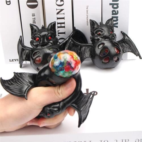 1pcs Halloween Decoration Sensory Stress Reliever Ball Toy Autism Squeeze Anxiety Fidget Toy Bat Mesh Stress Ball Party Supplies