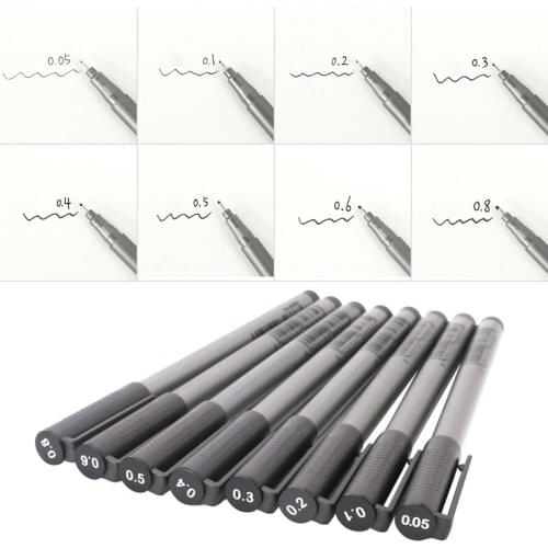 1X Black Fine Line Pen Waterproof Writing Marker Sketching Art Pens