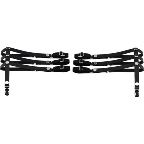 2 Pieces Sexy Leg Garter Belt Anti-Slip Adjustable Elastic Leather Punk Leg Harness