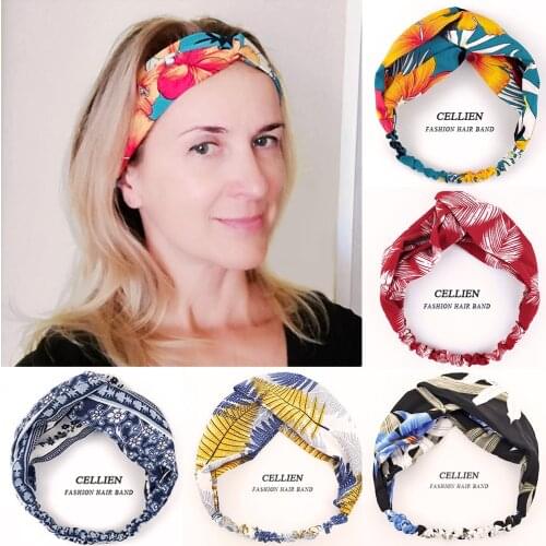 2021 New Hair Accessories for Women Girls Hair Bands Print Headbands Vintage Cross Turban Scarf Bandage повязка на голову FGt1