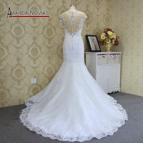 2019 Sexy Mermaid wedding dress vestido de noiva Cap Sleeve robe de mariee Hot Sale Lace Wedding Dress Amanda Novias