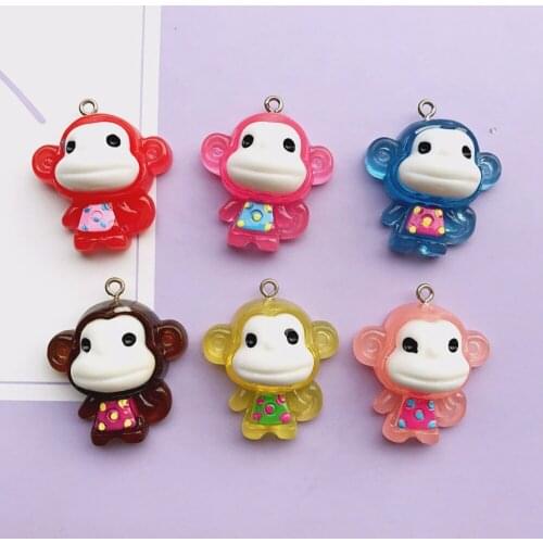 30*30mm mix10pcs Flat back resin Little monkey necklace charms very cute keychain pendant necklace pendant for DIY decoration