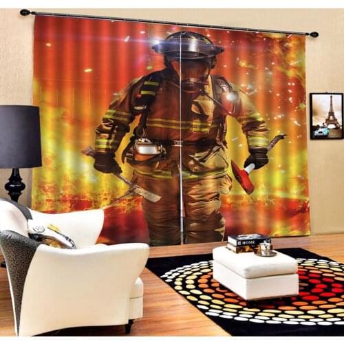 3D FireMen Hero Windows Curtains Soft Thicken For Living Room Bedroom Decorative Kitchen Curtains Drapes Treatments Dropship