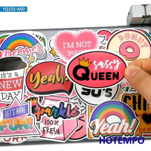 60pcs Lovely Small Fresh Fashion Mixed Pattern Stickers Toys for Girl Kids DIY Phone Laptop Luggage Pad Case Cute Decals Sticker