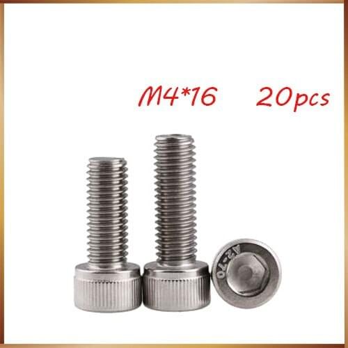 Free shipping M4*16 20pcs 304 stainless steel hexagon socket head cap screw,DIN912 bolt satinlessstainless nails,revet,bolts