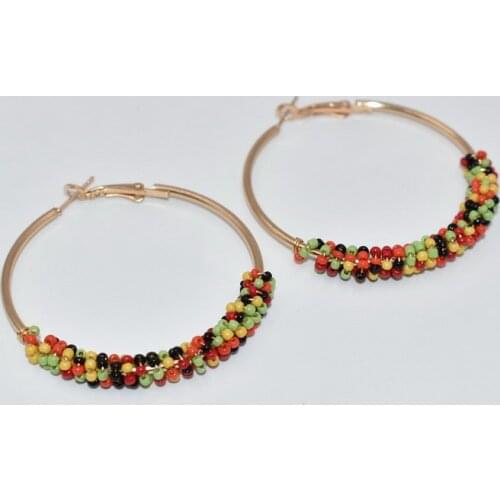 Bohemia Stlyes Women Seed Bead Multi Colors SeedBead Hoop Earrings For Girl