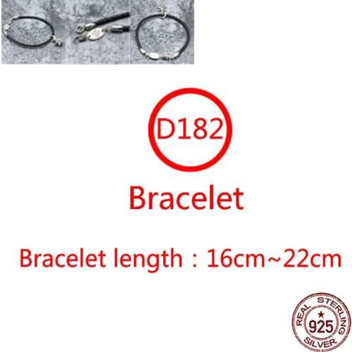 D182 S925 Sterling Silver Bracelet Hexagonal Star Buckle Leather Cord Personality Trendy Retro Cross Flower Punk Letter Jewelry