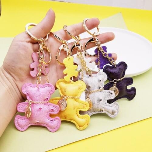 Keychain women kids like grid bear animal cartoon bag pendant decoration accessory DIY buckle creative high grade