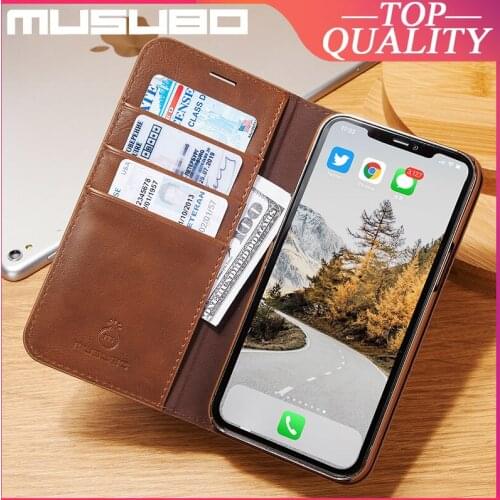 Musubo Luxury Genuine Leather For iPhone 12 Pro Max 11 Pro Xs XR Case 8 Plus 7 6 6s SE Casing Fundas Flip Cover Wallet Card Slot