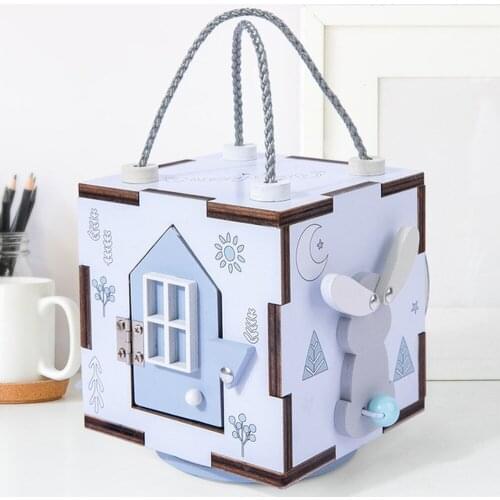 Wooden Toys Busy Children Hands Ability Training Lock Box Early Learning Busyboard Cube Baby Montessori Educational Toys