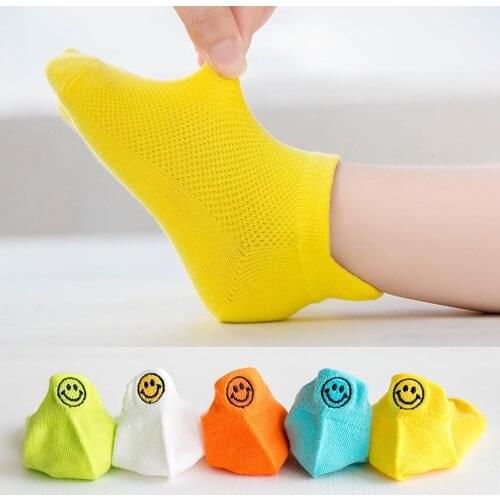 V-TREE 5pcs/lot Childrens Socks Cotton Breathable Socks For Baby Girls Boys Candy Color Cartoon Children Sock 1-12Y