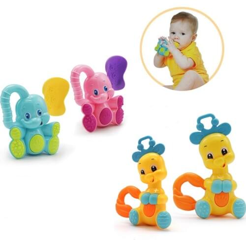 Baby Rattle Toys Deer Elephant Hand Grip Soft Rattles Shaker Teether Infant Newborn Teether Educational Toys dropship