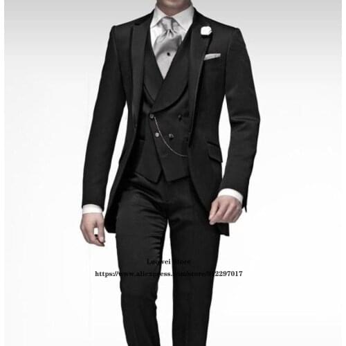 Classic Mens Suits Marriage 3 Piece Jacket Vest Pants Set Male Professional Business Blazer Wedding Groom Tuxedo Costume Homme