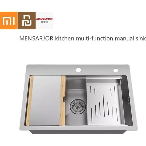 MENSARJOR Kitchen Multi-Function Combination Handmade Sink 50L Stainless Steel Sink With Chopping Board Drain Basket