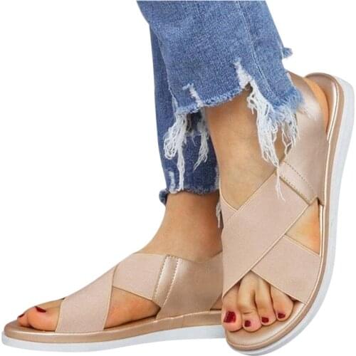 Summer Comfy Slip On Women Sandals Elastic Textile Splicing Sandals Casual Beach Shoes For Woman Classics Non-slip Lightweight