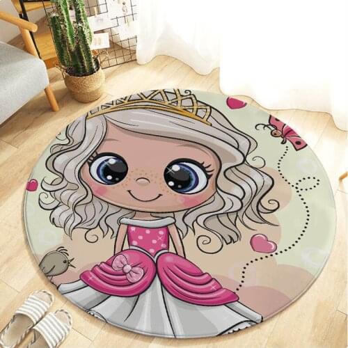 Cute Round Carpet Rug KAWAI Cartoon Floor Rug for Living Room Bedroom Kids Room Non-Slip Flannel Play Mat Round Mat Carpet
