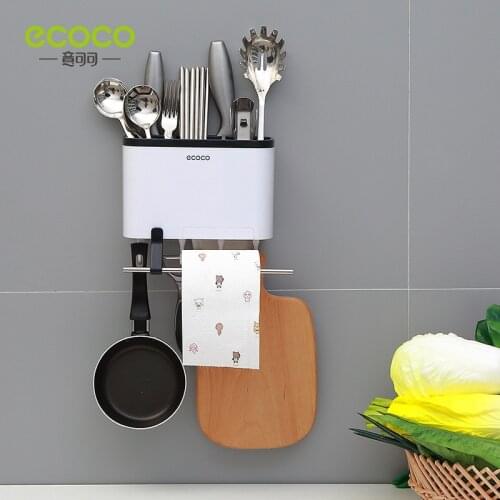 Ecoco Multifunction Kitchen Storage Rack, Creative Wall-mounted Hollow Drain Chopstick Cage, Rag Rack, Knife Holder for Kitchen