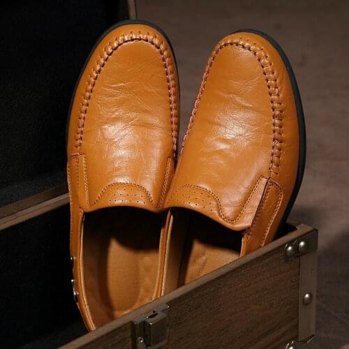 Genuine Leather Mens Shoes Comfortable Casual Shoes Soft Loafers Moccasins Trendy 2020 Slip on Driving Shoes Flat Male Footwear