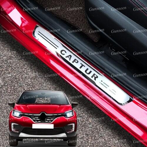 For Renault Captur Kaptur Car Sticker Accessories Threshold Door Sill Protector Scuff Plate Pedal Trim 2021 2015 2016 2019 2018