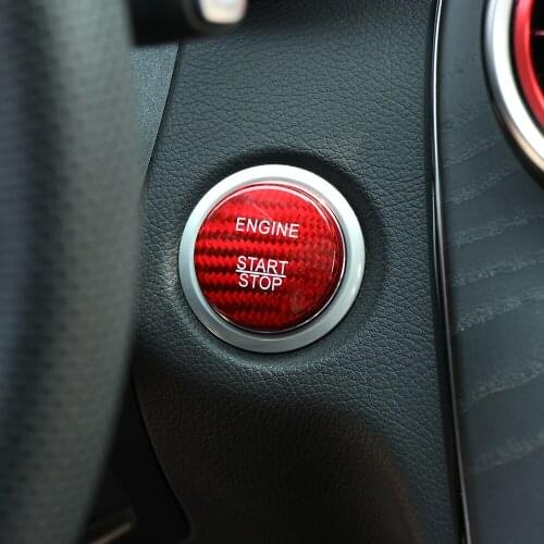 Carbon Fiber Engine Start Button Cover Stickers Decor for Mercedes Benz C GLC W205 X253 C63 red black Car-styling