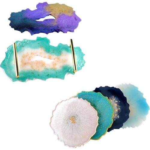 Irregular Tray Coaster Set Mold DIY Tree Crystal Epoxy Mold Irregular Silicone Epoxy Resin Mold Tray Jewelry Process