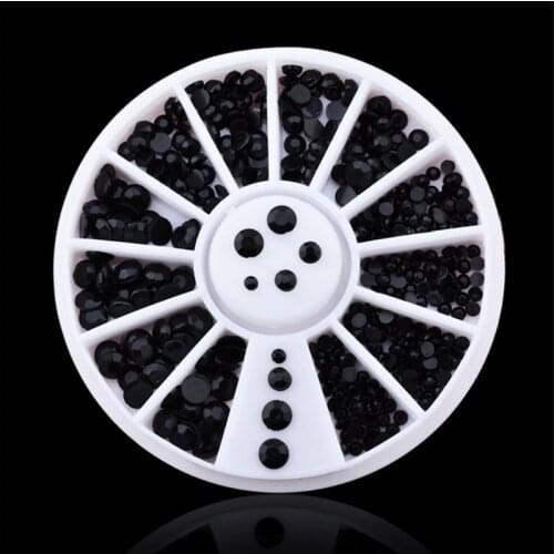 New 3d Nail Art Decorations Black 2mm 3mm Rhinestone Wheel Nail Supplies phone dirr