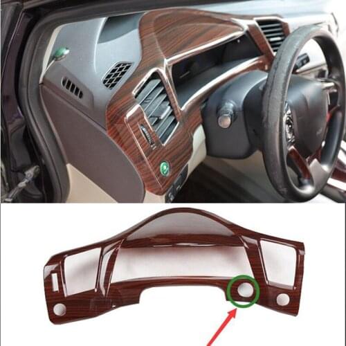 Fit For Honda 9th Civic 2012 2013 2014 2015 ABS Peach Wood Grain Instrument Panel Frame Cover Trim