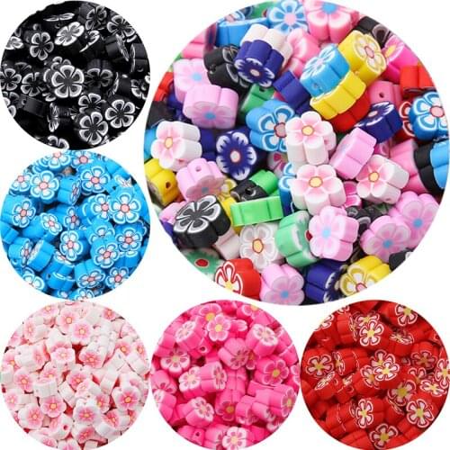 14Colors 30Pcs/lot 10mm Flower Polymer Clay Spacer Beads For Jewelry Making DIY Bracelet Necklace Accessories Thickness 4mm
