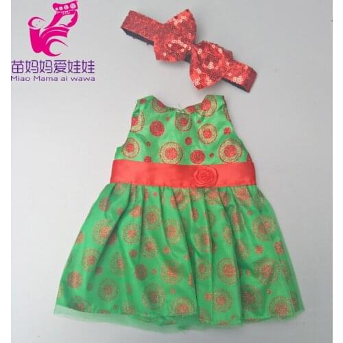 For Dolls baby toys dress for 18 Inch Girl Doll Clothes Christmas Dress for baby doll wear