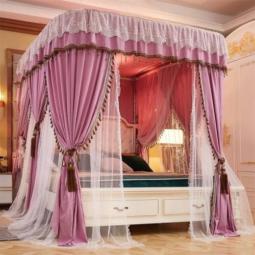 INS Princess Wind Shading Mosquito Net Bed Curtain Integrated Household Sunshade Dustproof Bed Curtain Track Mosquito Net