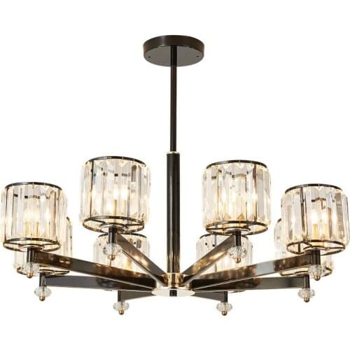 Modern Nordic Crystal Chandelier Living Room Dining Room Bedroom Wrought Iron Black E27 LED Chandelier 3/6/8 Head Lighting