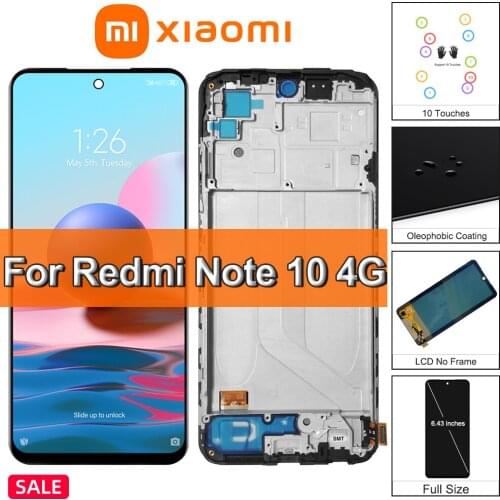 6.43'' Super AMOLED Screen For Xiaomi Redmi Note10 4G LCD Display Screen With Frame Digitizer Parts For Redmi Note10 Screen