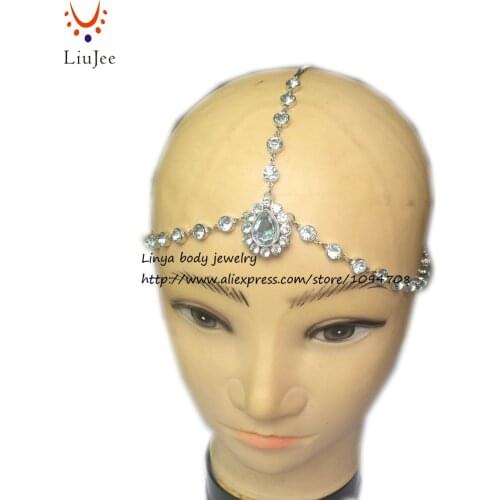 Diamante Kundan Matha Patti Wedding Bridal Goddess Bohemian Boho Head Chain Hair Jewelry Head Piece Bollywood Wedding HC-307