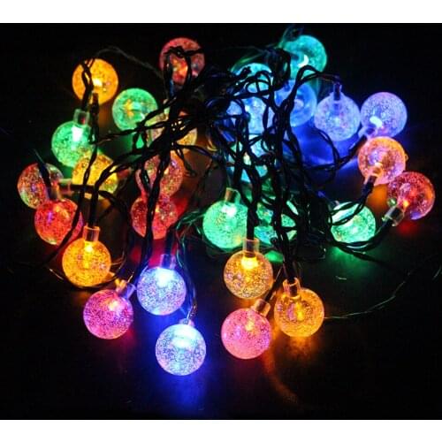 6M 30LED Solar Powered Fairy Lights outdoor Bubble Ball String Light Waterproof Christmas Lights Wedding Party Lawn Garden Decor