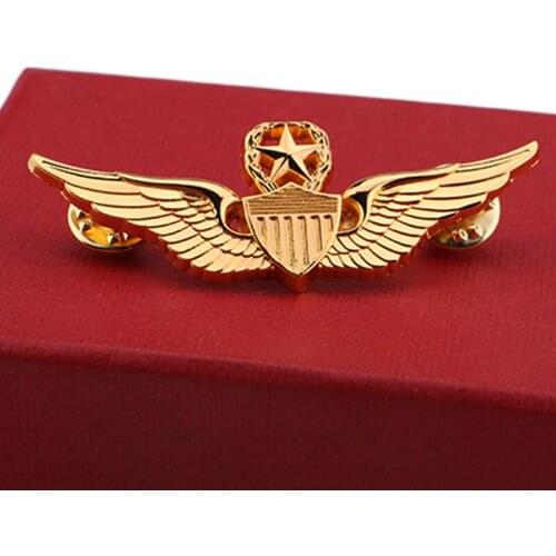 Vintage Gold WWII USAF Wings for Men Military Command Pilot Metal Wings Metal Badge Pin Brooches Best Gift for Army Fans BH