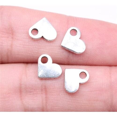 WYSIWYG 40pcs Charms 9x8mm Heart Charms For Jewelry Making DIY Jewelry Findings Antique Silver Color Alloy Charms Pendant