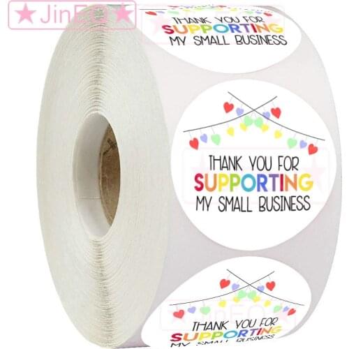 Colorful Hearts Thank You Stickers for Supporting Small Business 500pcs Sealing Labels for Food Packing Gift Decoration Sticker