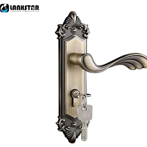 Hot Sale European Antique Style Zinc Alloy Handle Lock Indoor Mute Lockset Room Door Customized Luxury Locks