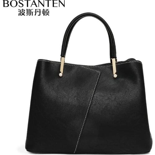 Bostanten Womens Bag zipper Genuine Leather Handbag Shoulder Messenger bag Fashion First Layer Cowhide leather Tote