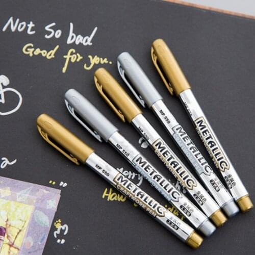 1/2Pcs Gold Silver Metallic Color Pen DIY Paper Tag Photo Album Scrapbooking for Party Birthday Wedding Decoration Signing Pen
