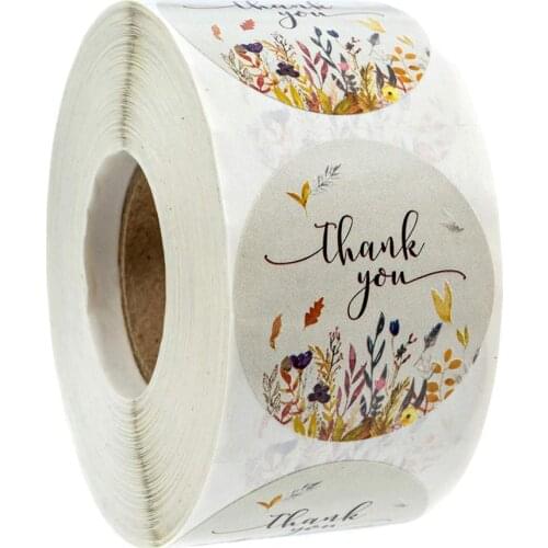 1 Inch Round Autumn Flower Thank You Sticker Seal Labels 500 Lables Thank Yoy Stickers for Teacher Kids Gift Toys Stickers