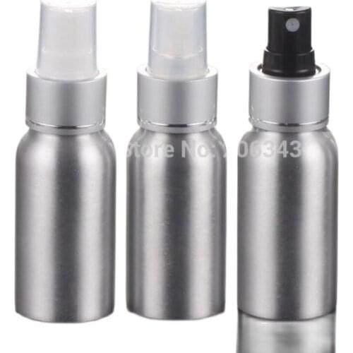 100pcs 50ml Aluminium bottle bottle Aluminum metal bottle with matt silver collar white/transparent/black press pump