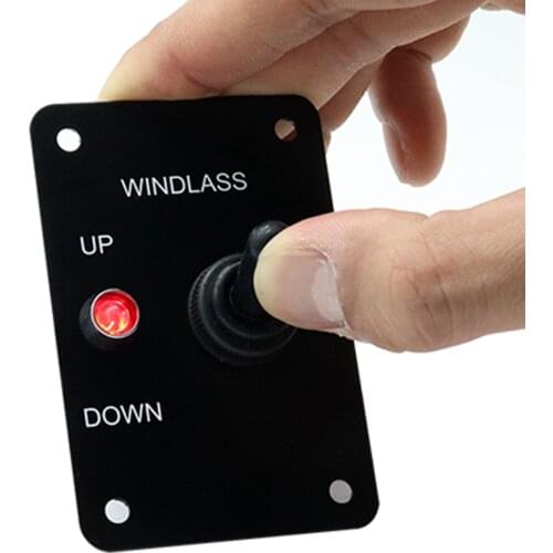 12V 15A Anchor Windlass Up/Down Rocker Switch Panel Marine Windlass ON-OFF-ON Control Panel With Red LED