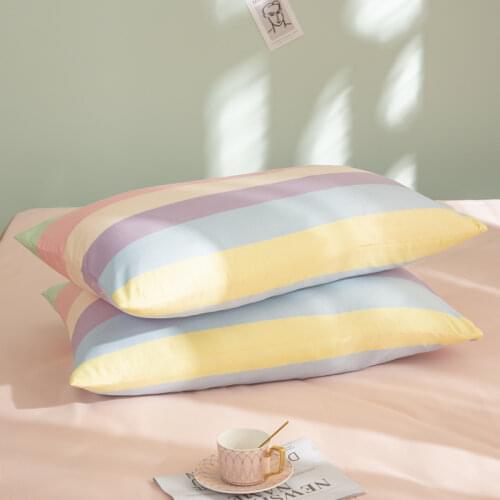 2pcs/lot Colorful Plaid Style Pillowcase Soft Cozy Home Decor Pillow Cover Breathable Skin-friendly Pillow Case 48x74cm
